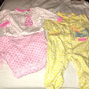 3 newborn & 3 mo girl onsies